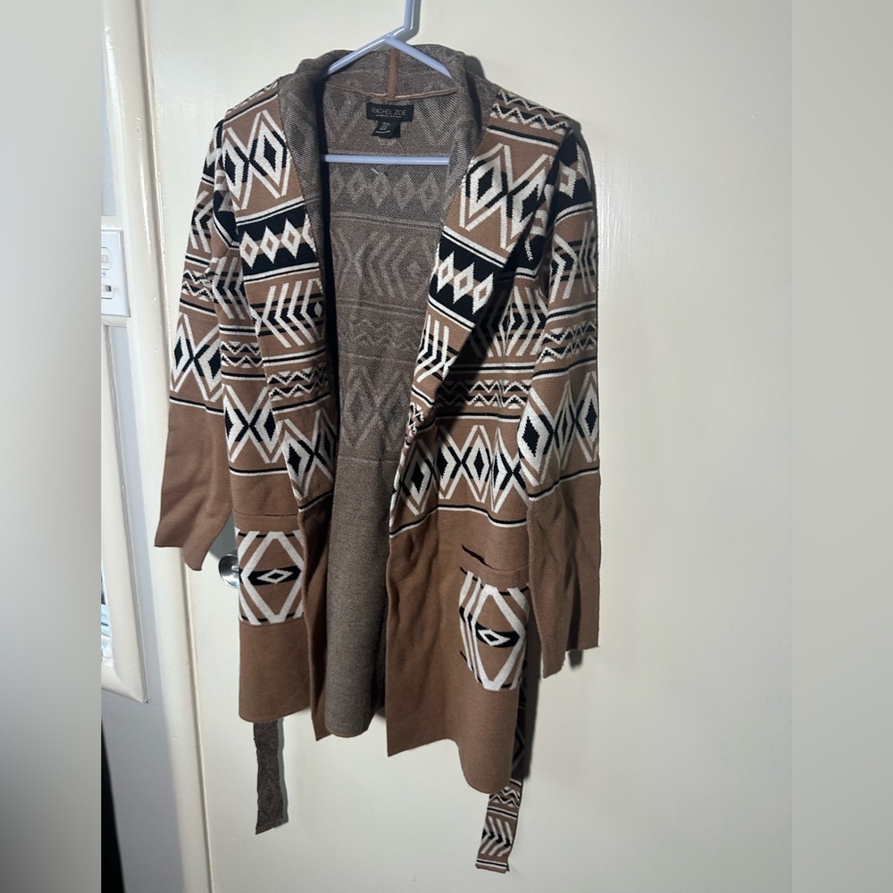 RACHEL ZOE GEOMETRIC PATTERNED CARDIGAN WITH BELT SIZE XS - Picture 9 of 9